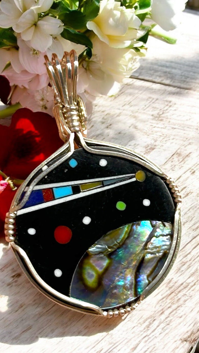 Abalone Shell Cosmos Inlay Pendant for Stimulating Your Imagination, Compassion & Understanding