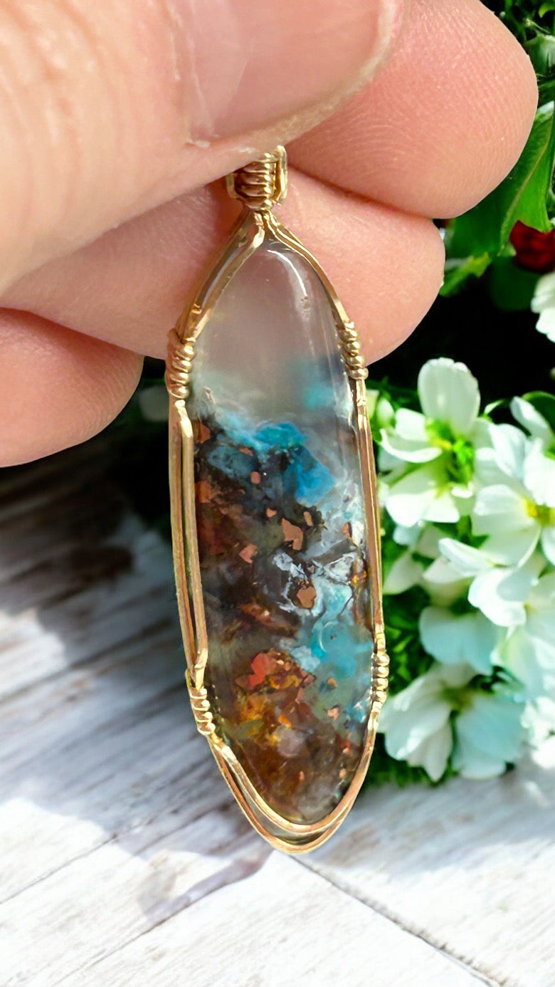 Confetti Chrysocolla Pendant for Artistic Expression, Inspiration & Creativity