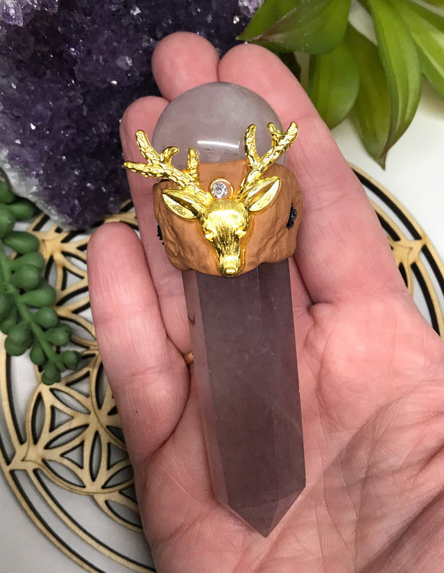 Fluorite and Rose Quartz Wand for Mental Focus, Self Confidence & Self Love