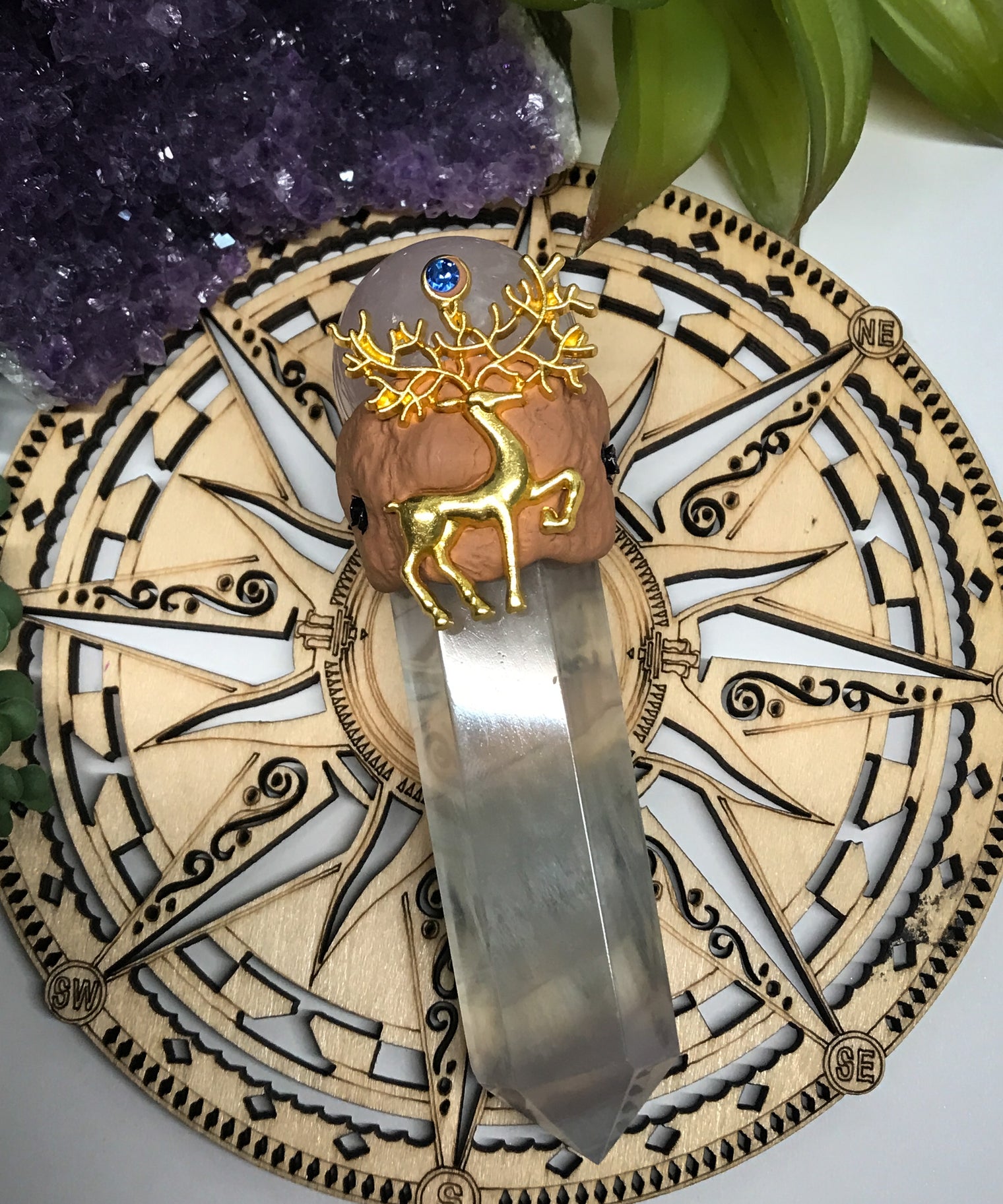 Fluorite and Rose Quartz Wand for Mental Focus, Self Confidence & Self Love