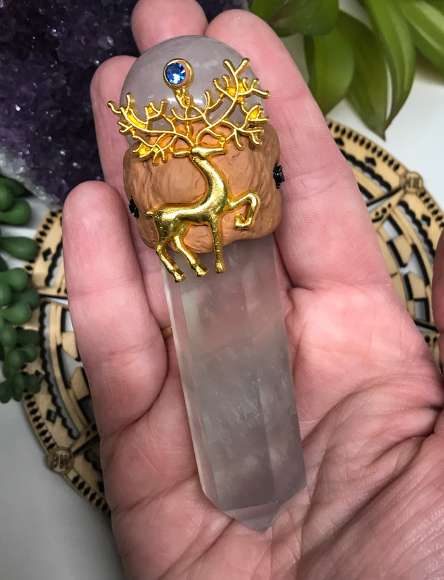 Fluorite and Rose Quartz Wand for Mental Focus, Self Confidence & Self Love