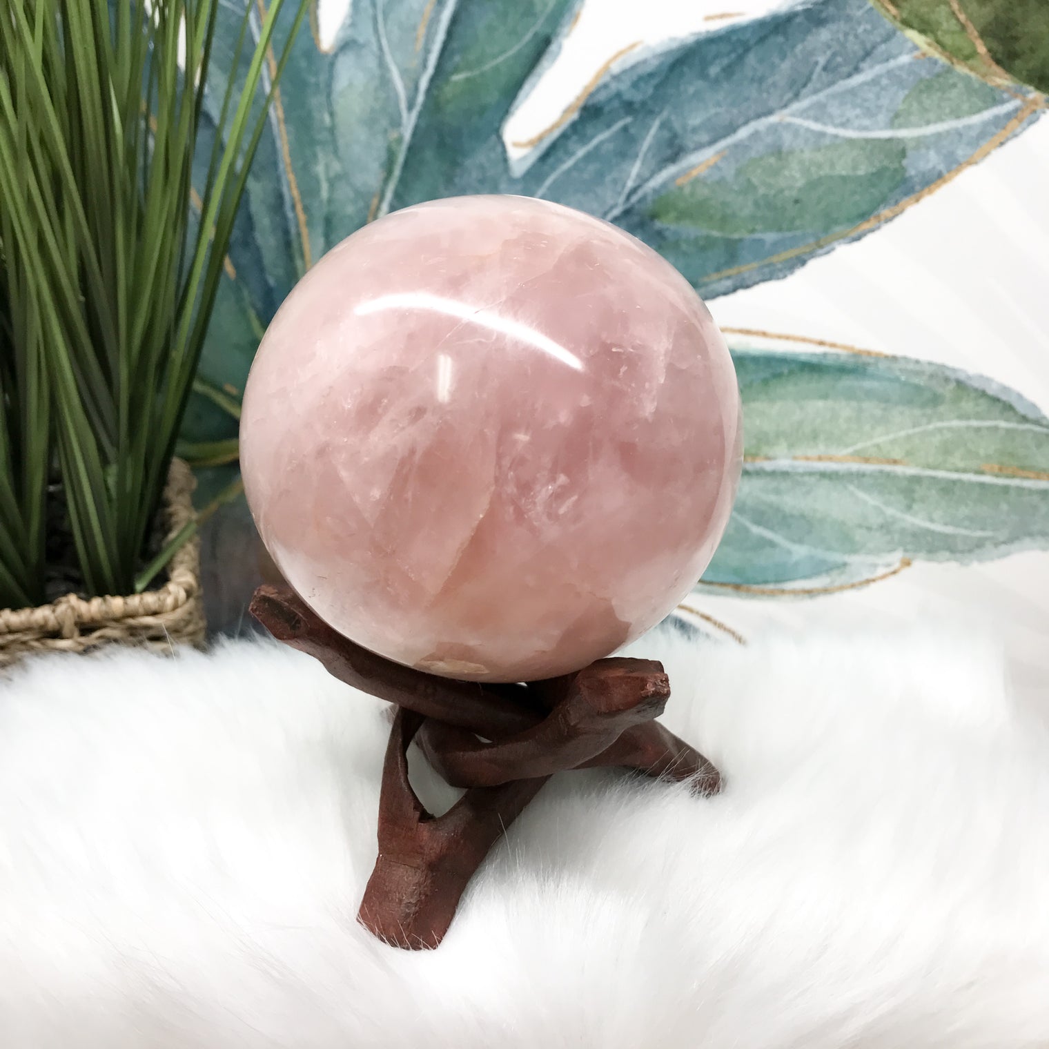 Rose Quartz Sphere for Relationships, Self Confidence & Self Love