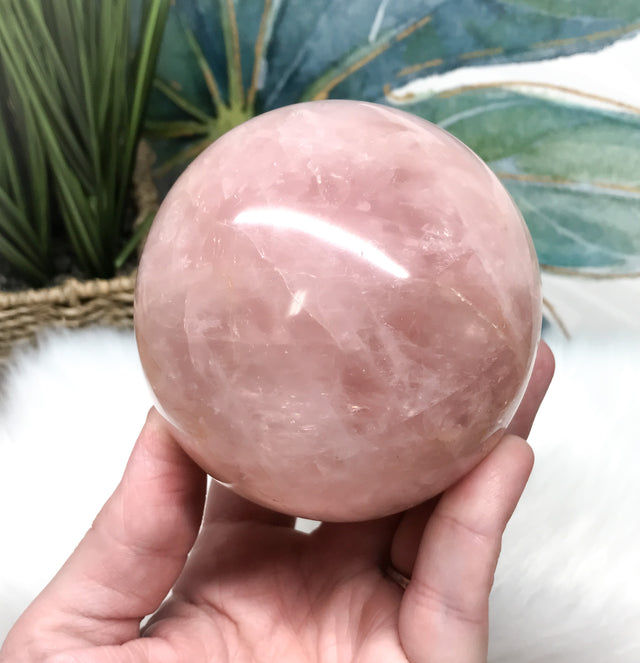 Rose Quartz Sphere for Relationships, Self Confidence & Self Love