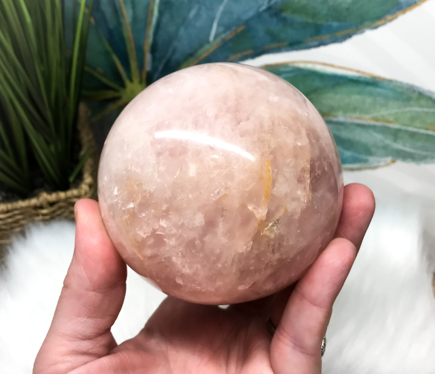 Rose Quartz Sphere for Relationships, Self Confidence & Self Love