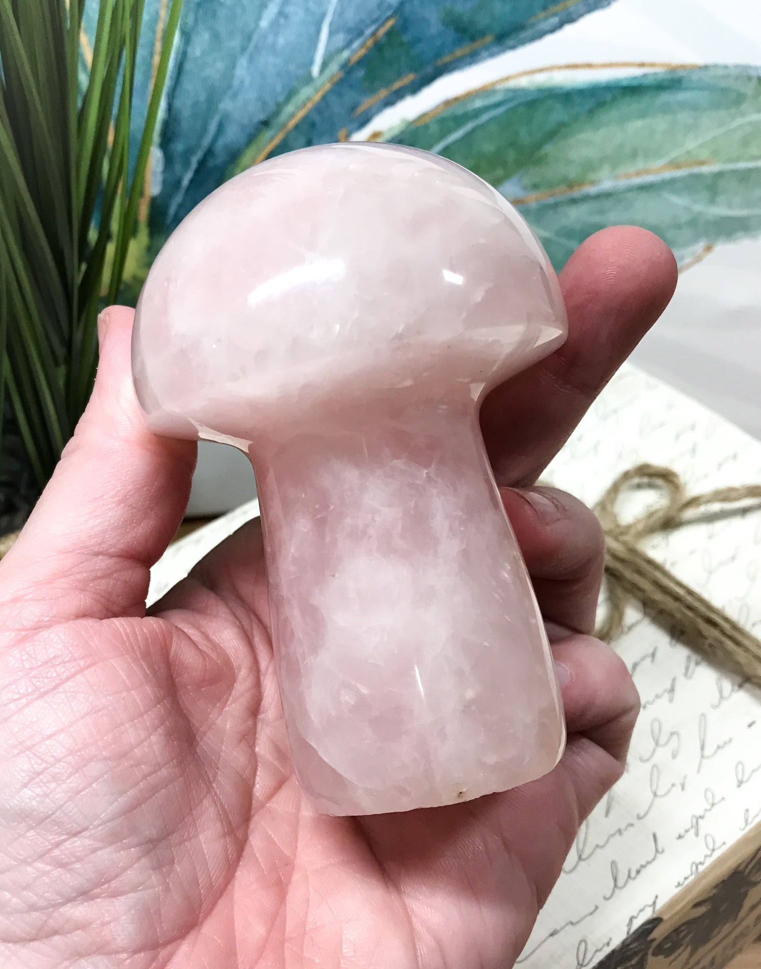 Rose Quartz Mushroom for Relationships, Self Confidence & Self Love