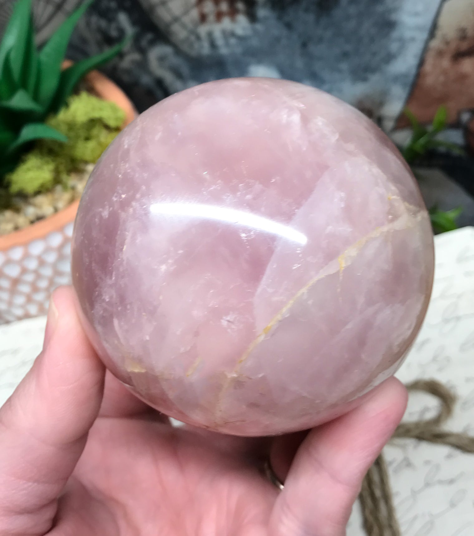 Rose Quartz Sphere for Relationships, Self Confidence & Self Love