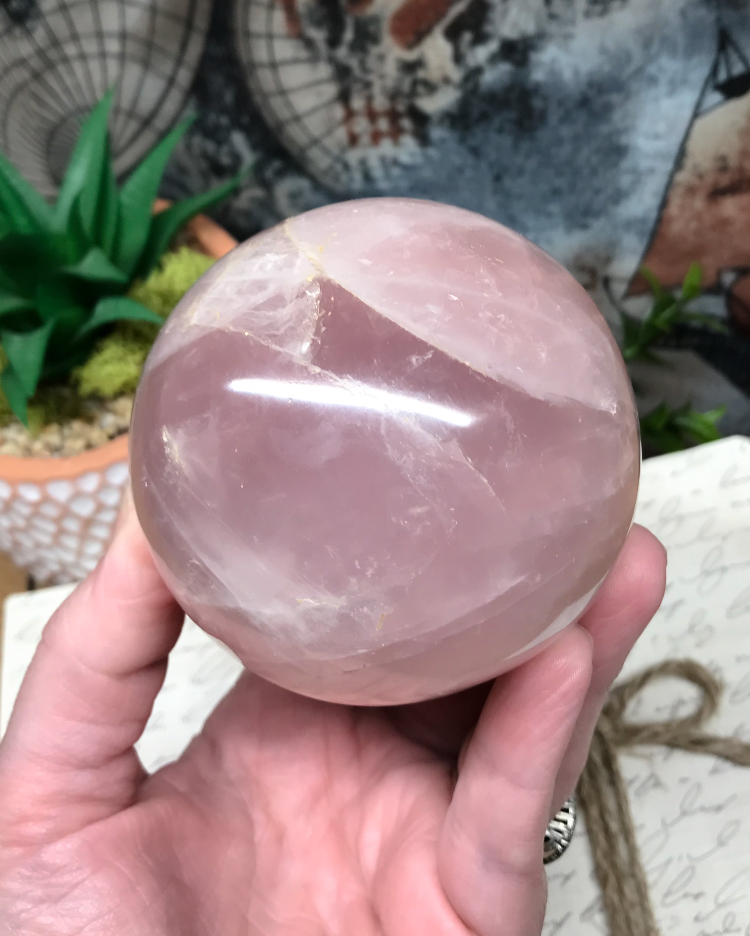 Rose Quartz Sphere for Relationships, Self Confidence & Self Love