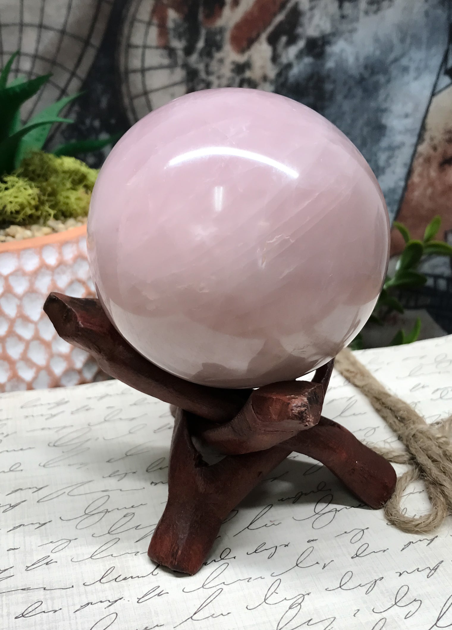 Rose Quartz Sphere for Relationships, Self Confidence & Self Love