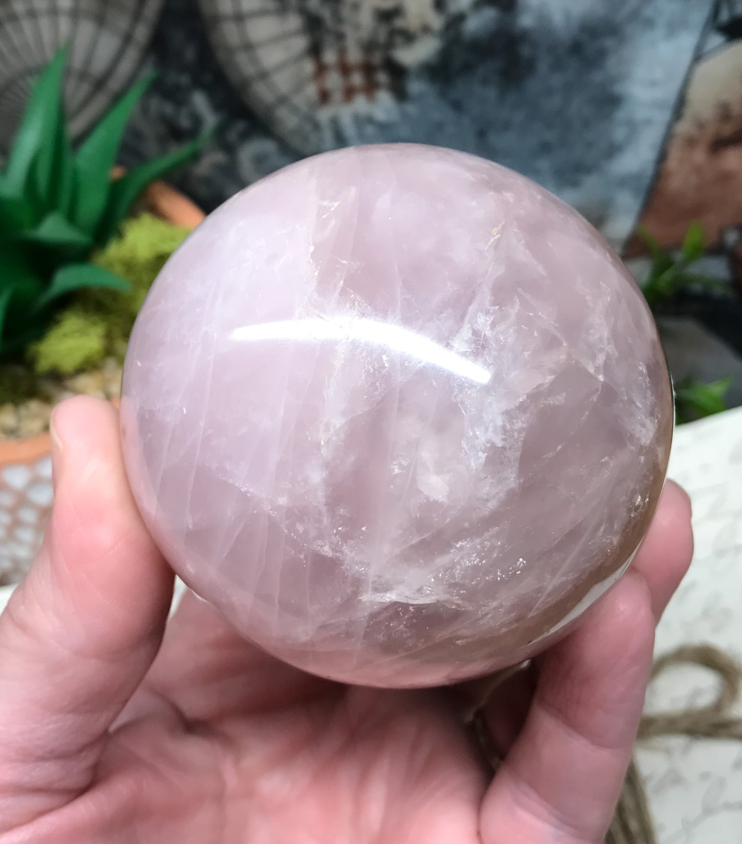 Rose Quartz Sphere for Relationships, Self Confidence & Self Love