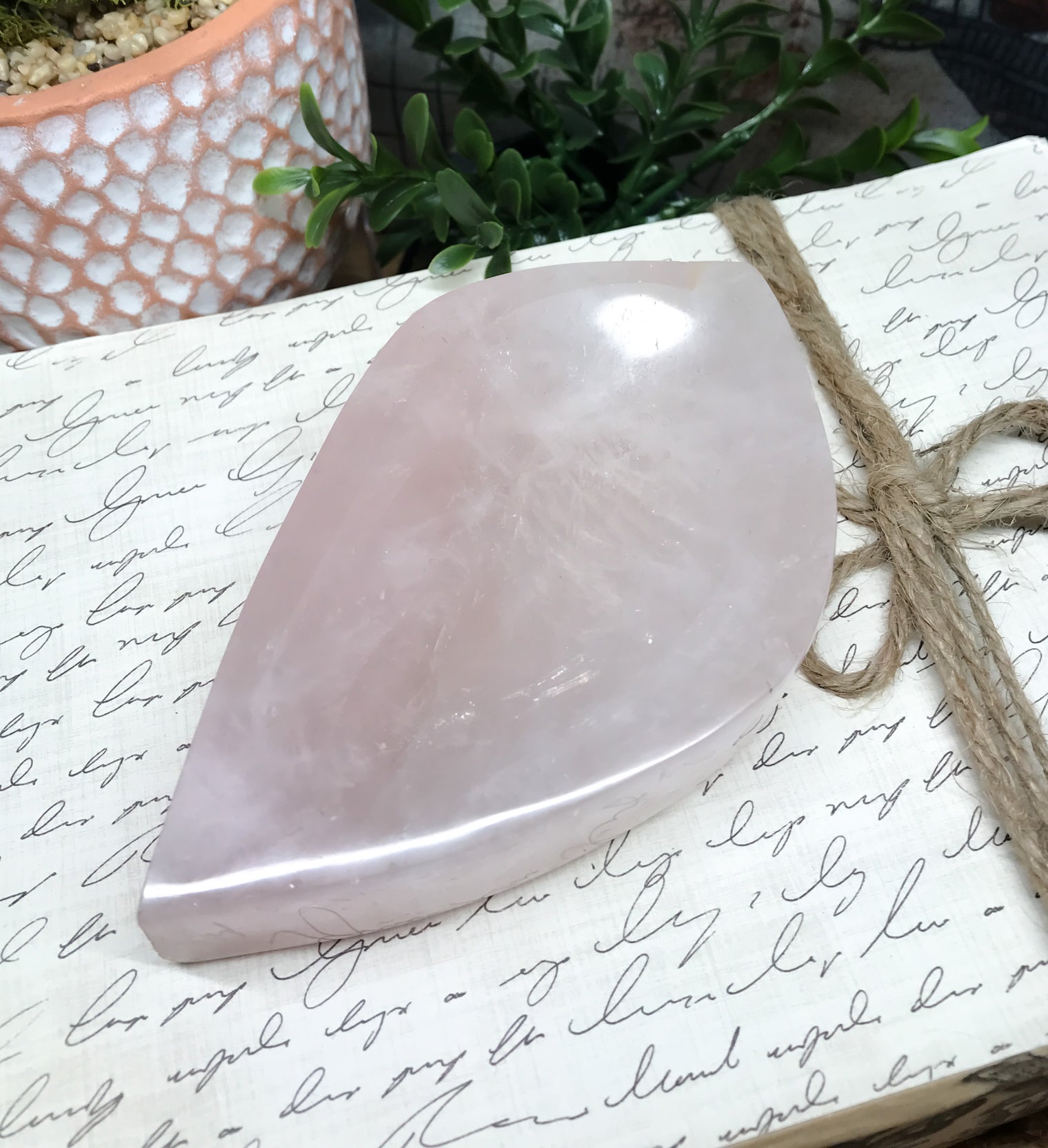 Rose Quartz Freeform Bowl for Relationships, Self Confidence & Self Love