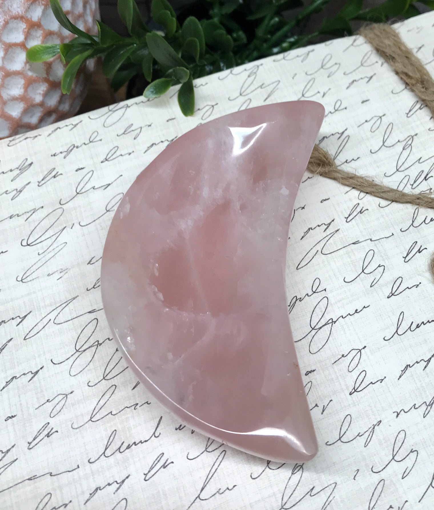 Rose Quartz Crescent Moon Bowl for Relationships, Self Confidence & Self Love