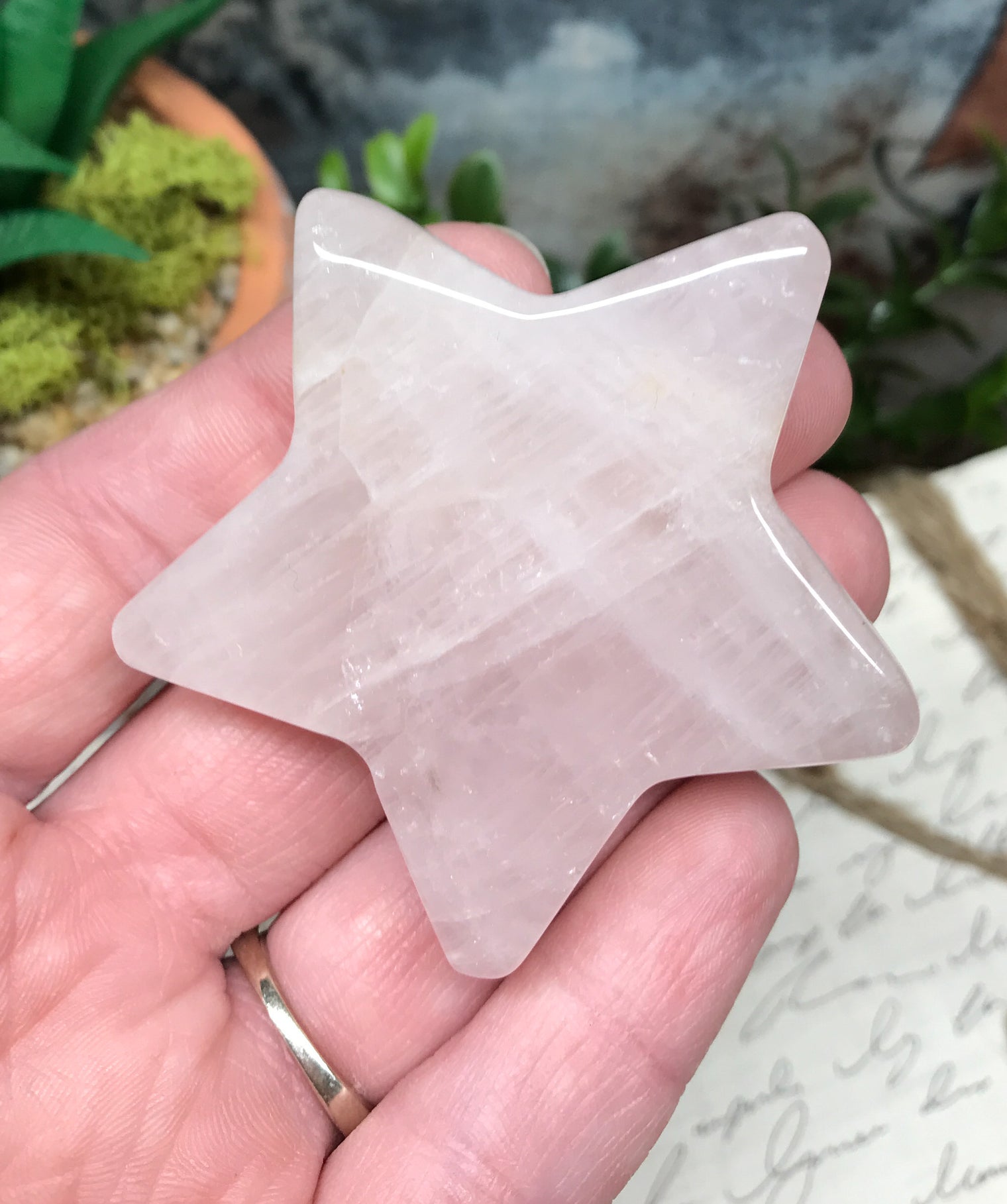 Rose Quartz Star for Relationships, Self Confidence & Self Love