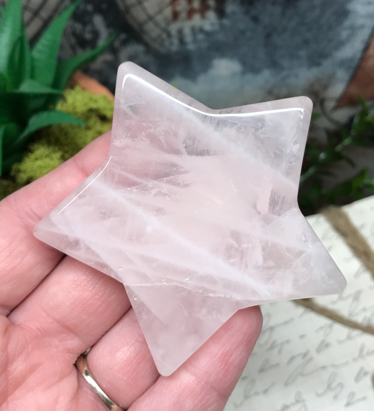 Rose Quartz Star for Relationships, Self Confidence & Self Love