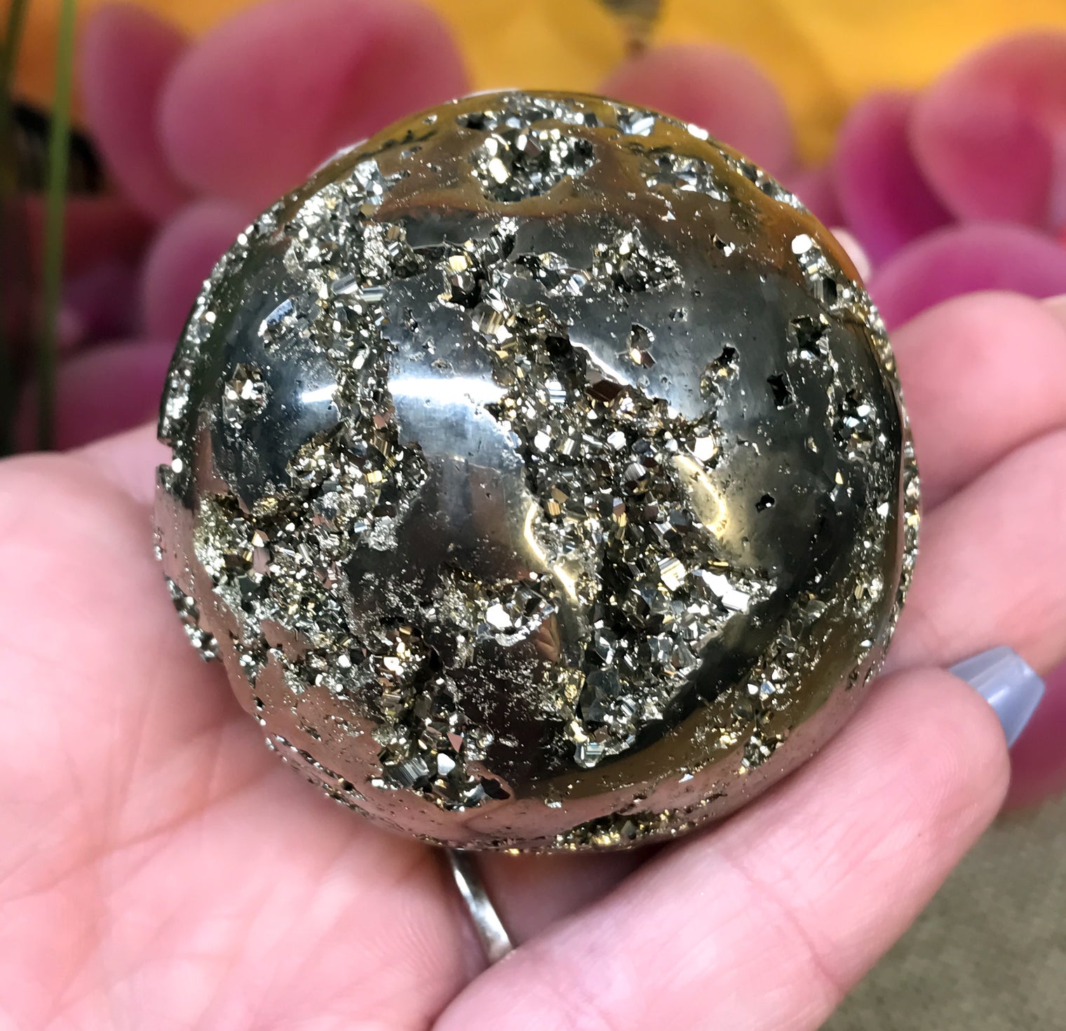 Iron Pyrite Sphere for Boosting Energy Levels, Attracts Abundance & Helps You To Live Life To The Fullest