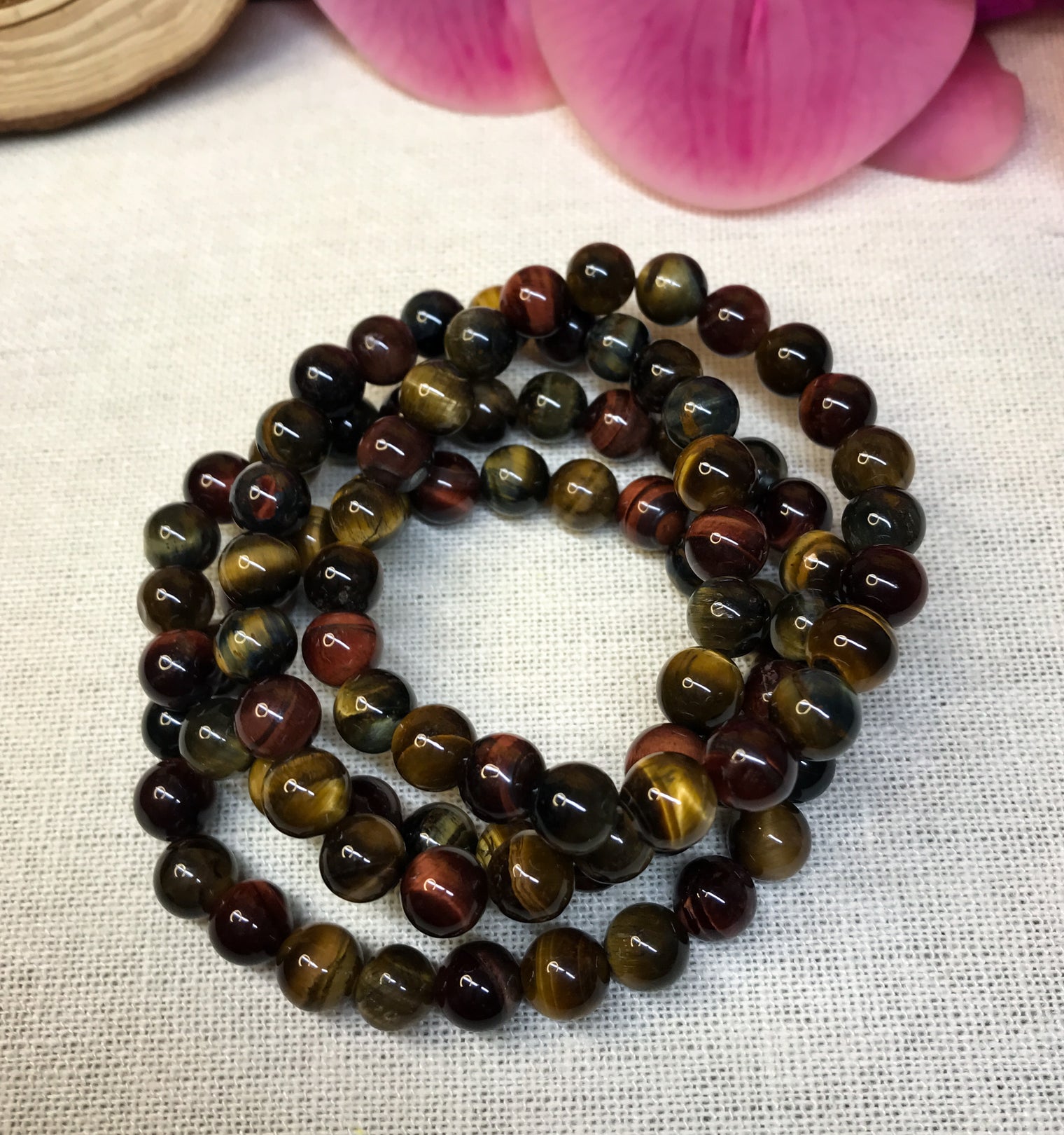 Varigated Tiger Eye Gemstone Bracelet for Protection, Courage and Self Confidence