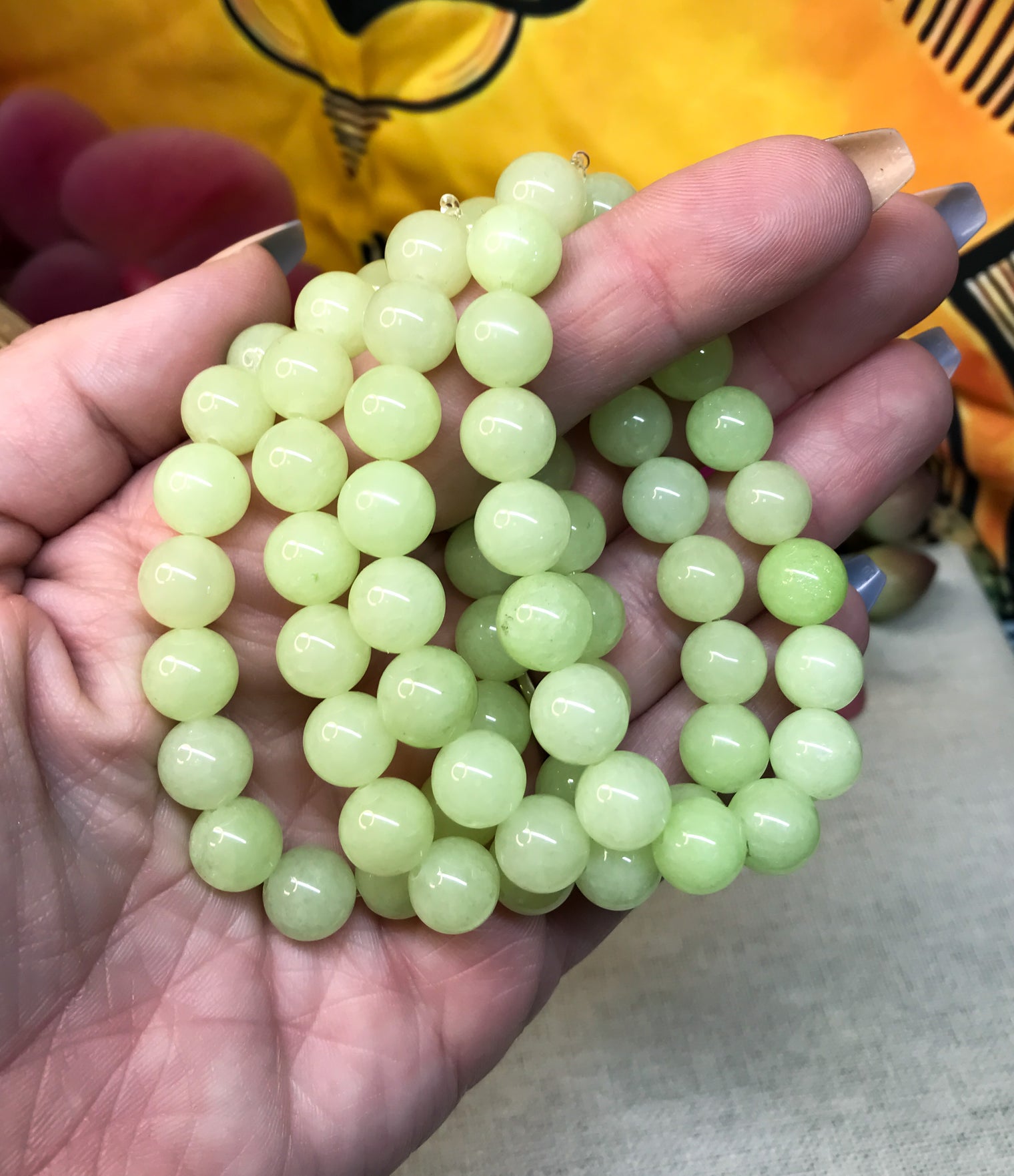 Celadon Chalcedony Gemstone Bracelet for Overcoming Adversity, Self Doubt & Dementia
