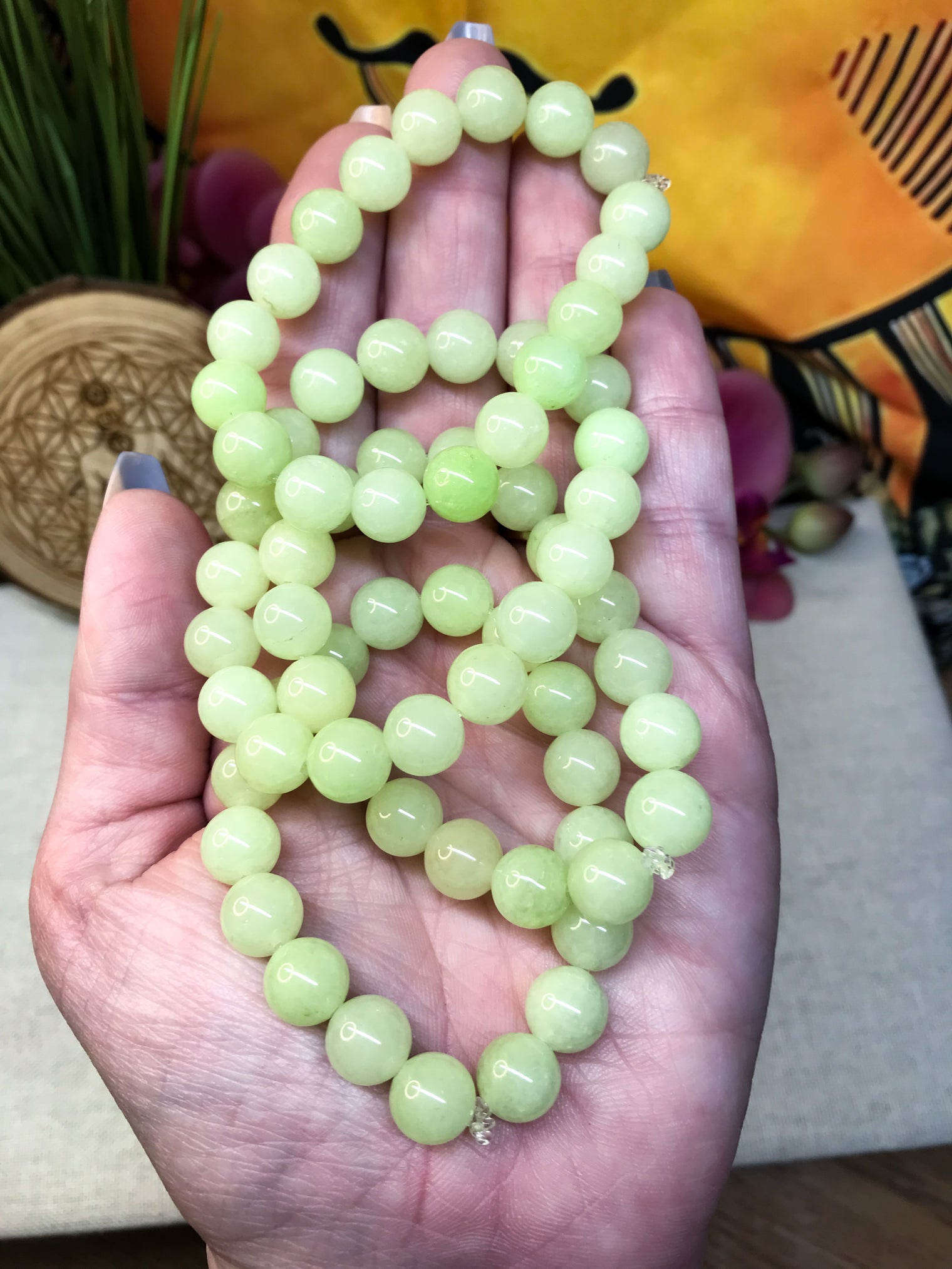 Celadon Chalcedony Gemstone Bracelet for Overcoming Adversity, Self Doubt & Dementia