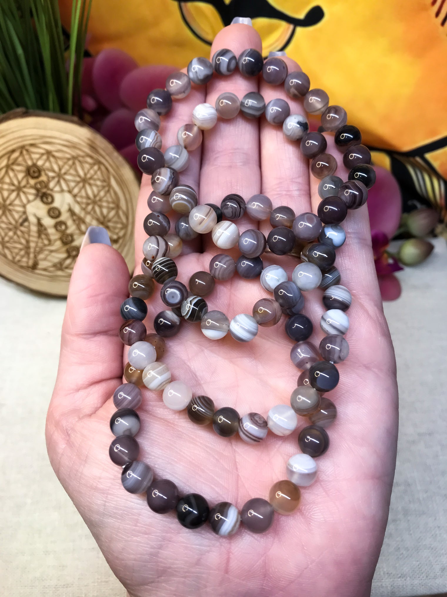 Botswana Agate Gemstone Bracelet for Waking Your Sense Of Adventure & Assists in an Upbeat Outlook