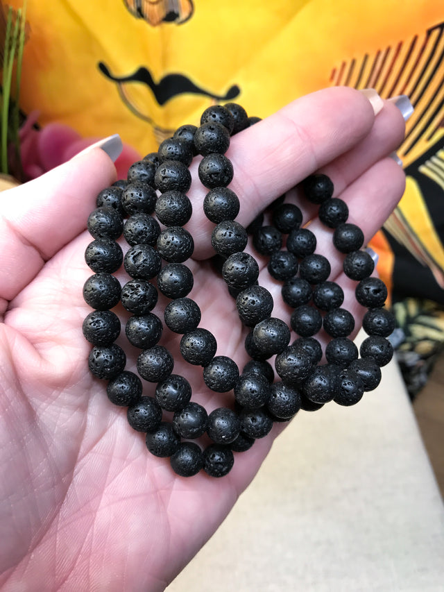 Lava Stone Gemstone Bracelet for Embracing Change, Grounding & Connection to the Earth