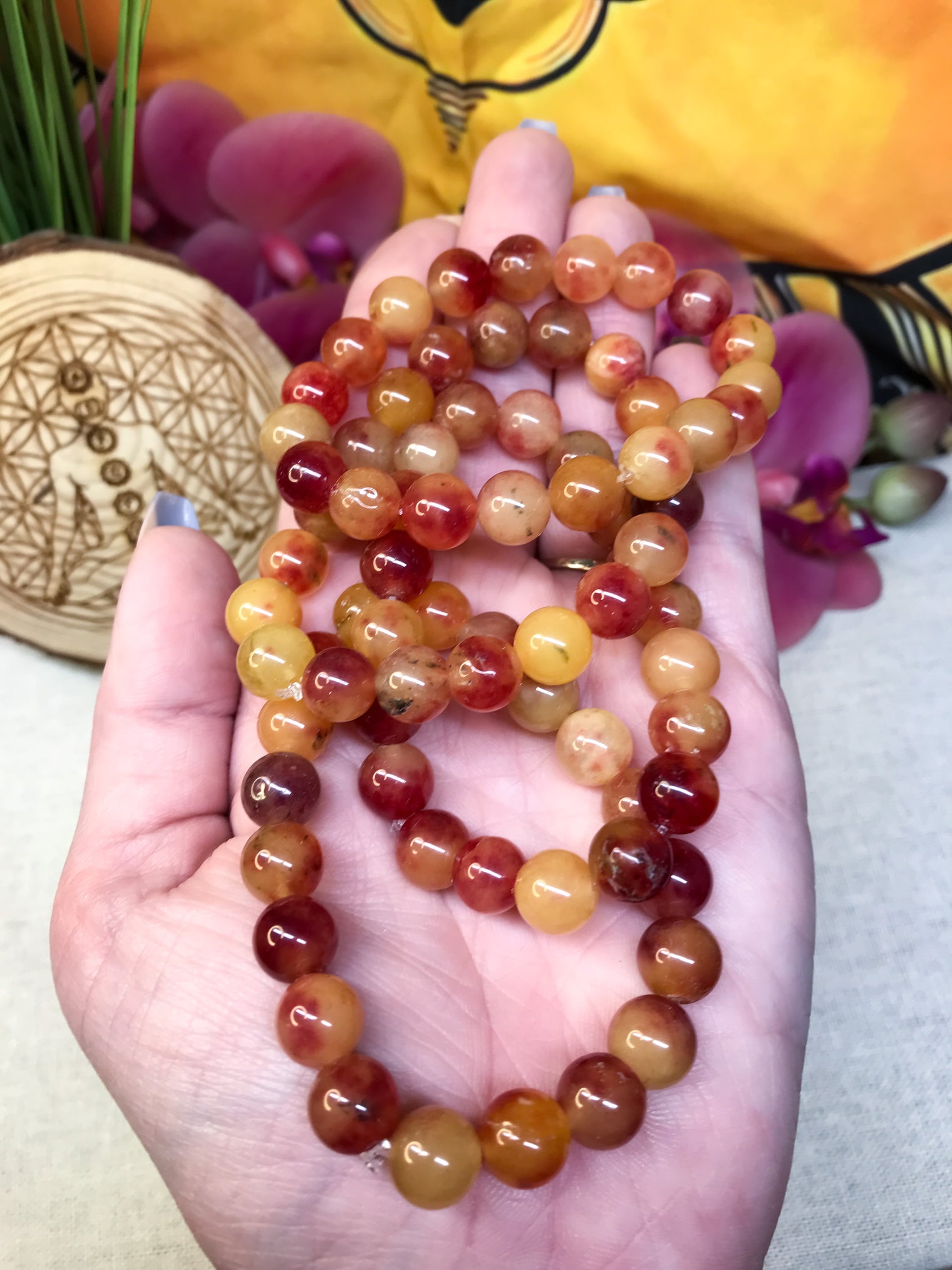 Apple Quartz Gemstone Bracelet for Joy, Understanding & Cooperation