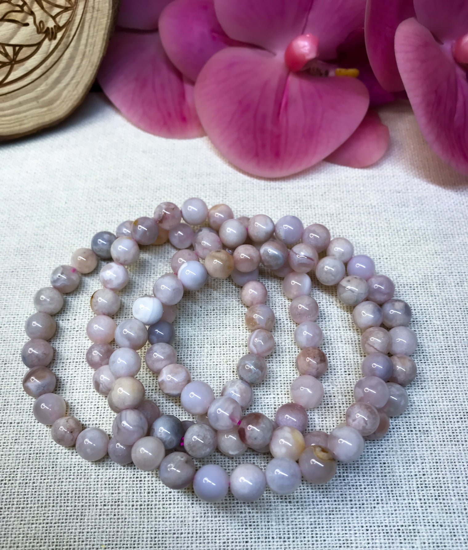 Flower Agate Gemstone Bracelet for Spontaneity, Manifesting Dreams & Self Doubt