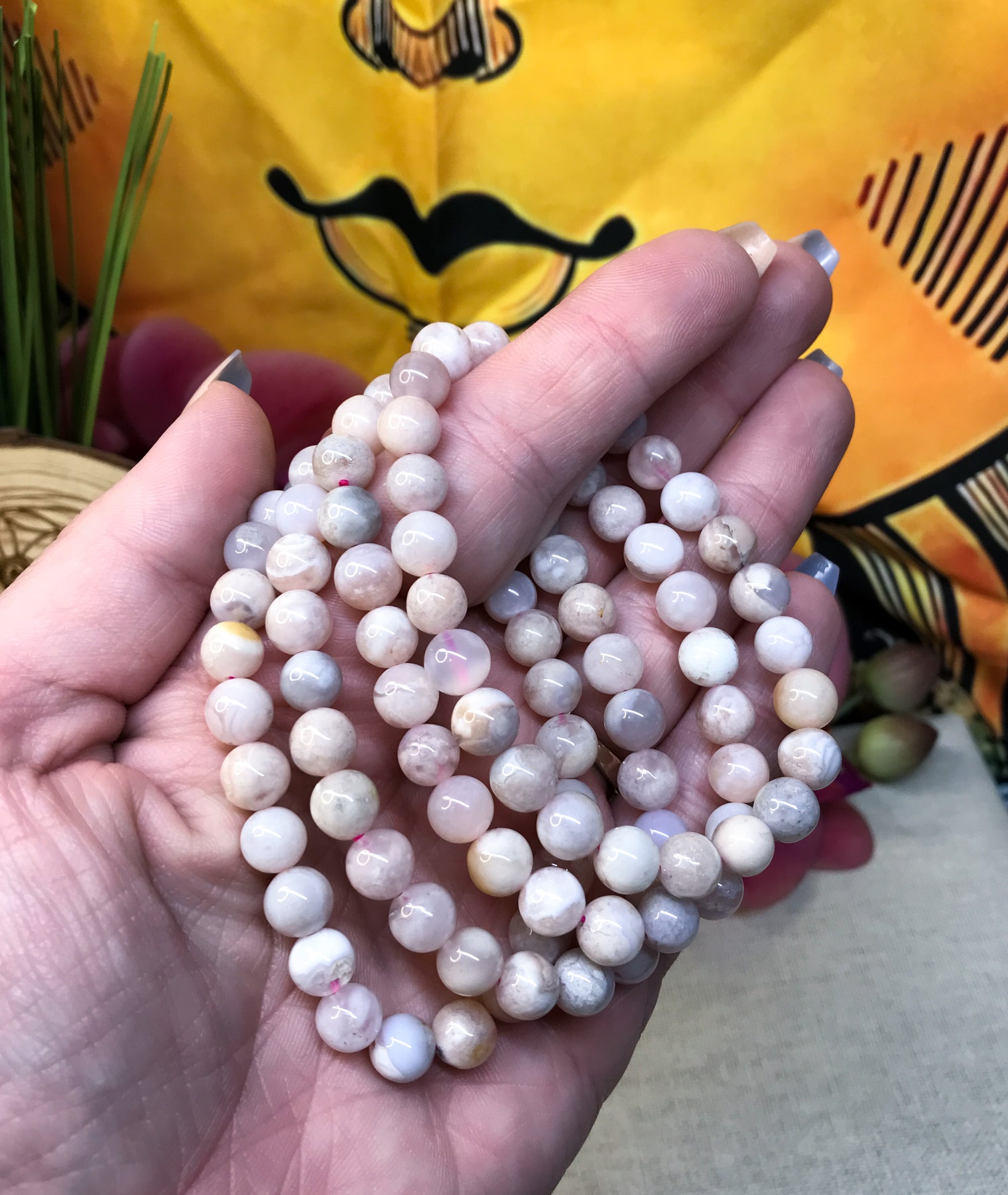 Flower Agate Gemstone Bracelet for Spontaneity, Manifesting Dreams & Self Doubt