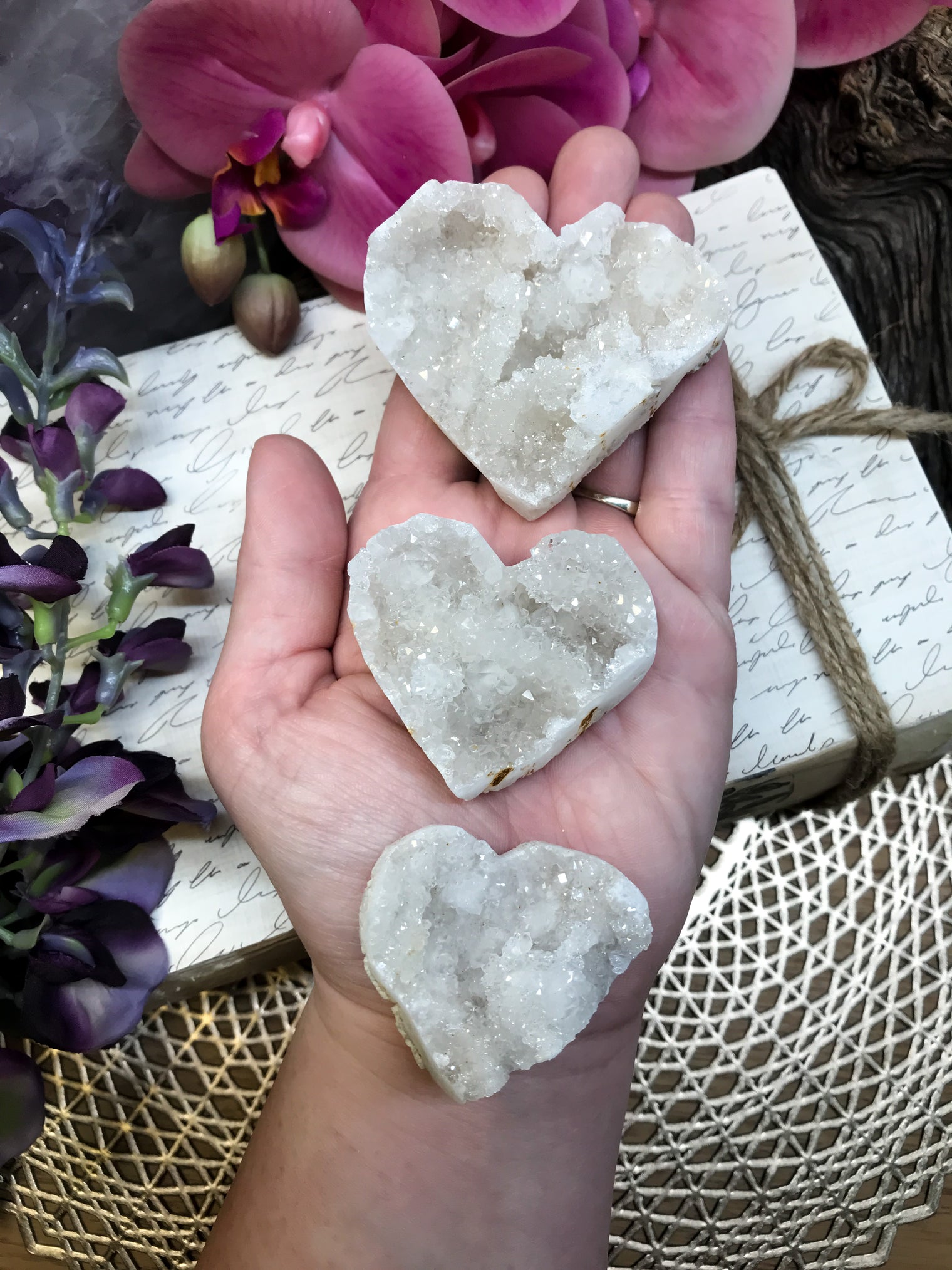 Crystal Quartz Geode Heart for Aura Cleansing, Amplification & General Healing
