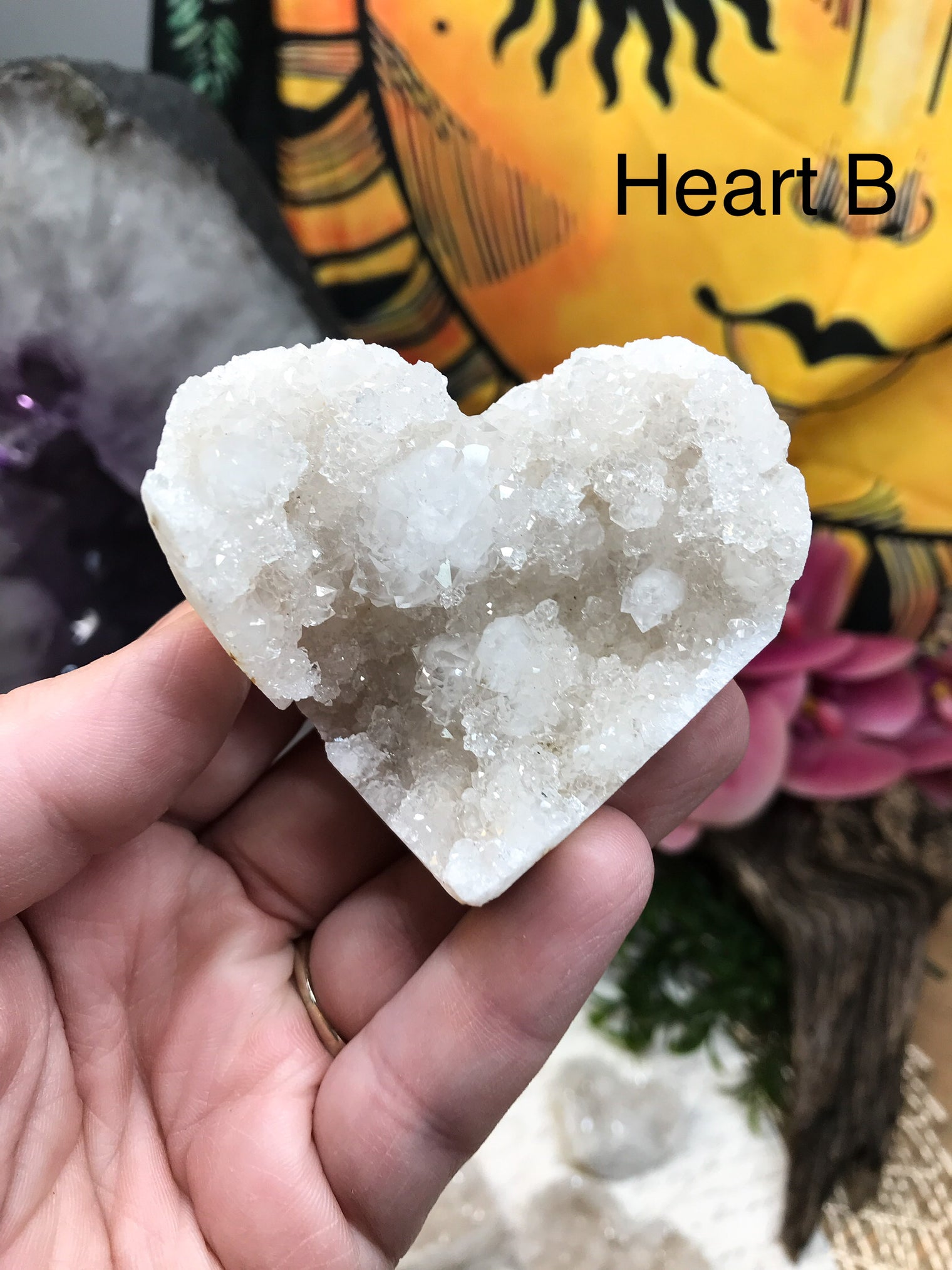 Crystal Quartz Geode Heart for Aura Cleansing, Amplification & General Healing
