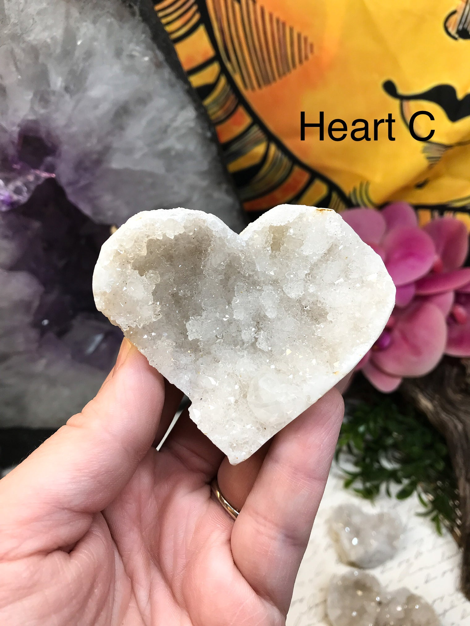 Crystal Quartz Geode Heart for Aura Cleansing, Amplification & General Healing