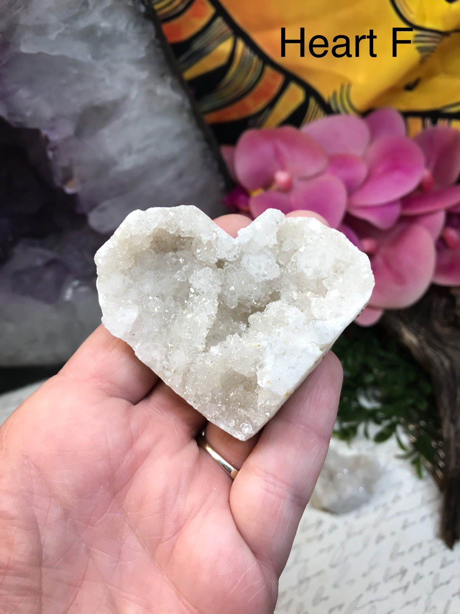 Crystal Quartz Geode Heart for Aura Cleansing, Amplification & General Healing