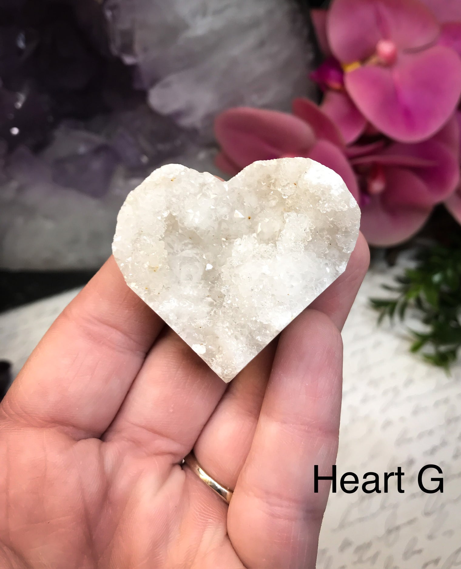 Crystal Quartz Geode Heart for Aura Cleansing, Amplification & General Healing