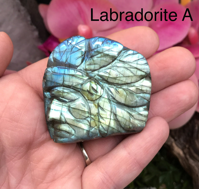 Labradorite Carved Indian Head for Balanced Energy, Intuition & Harmony