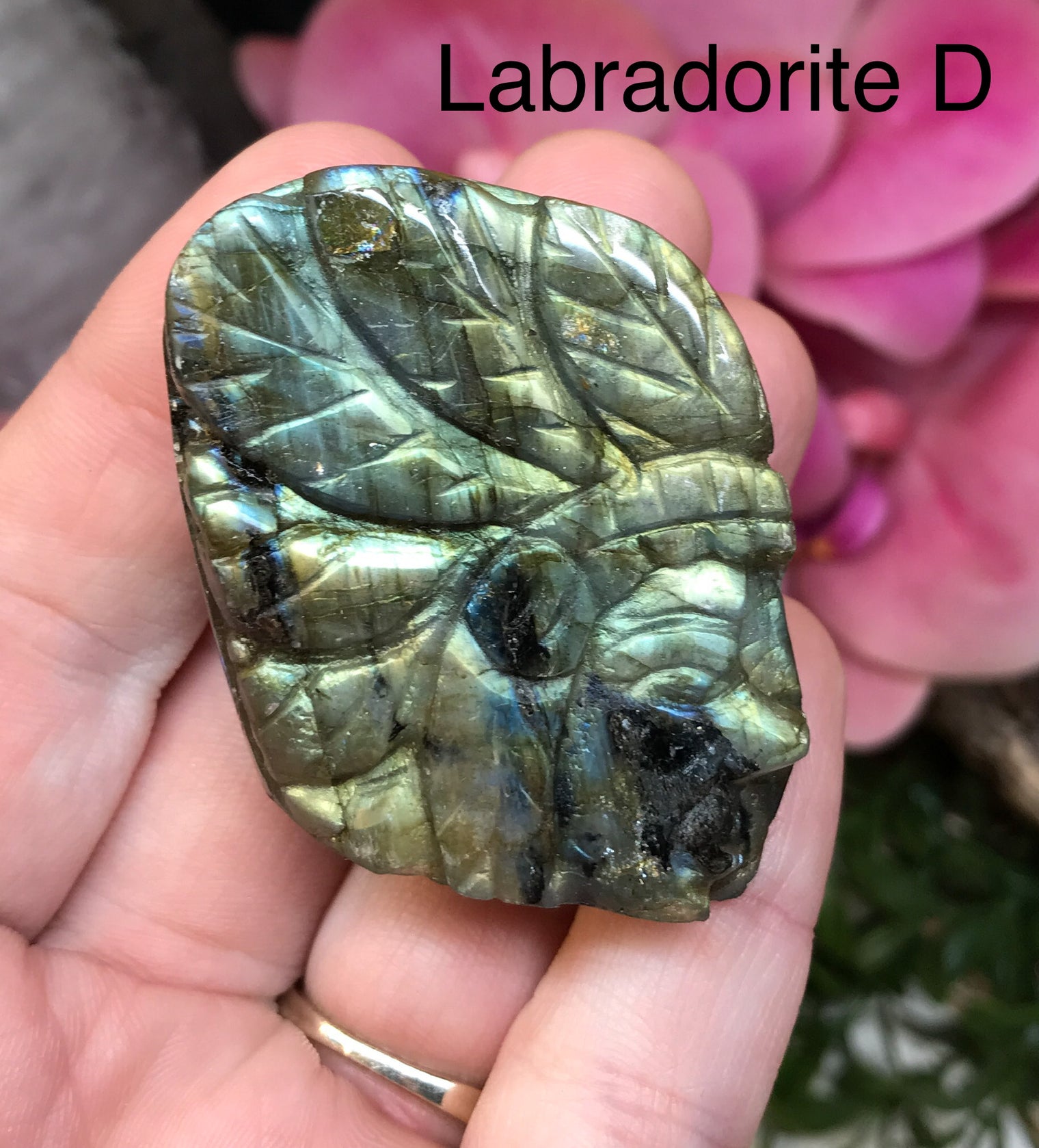 Labradorite Carved Indian Head for Balanced Energy, Intuition & Harmony