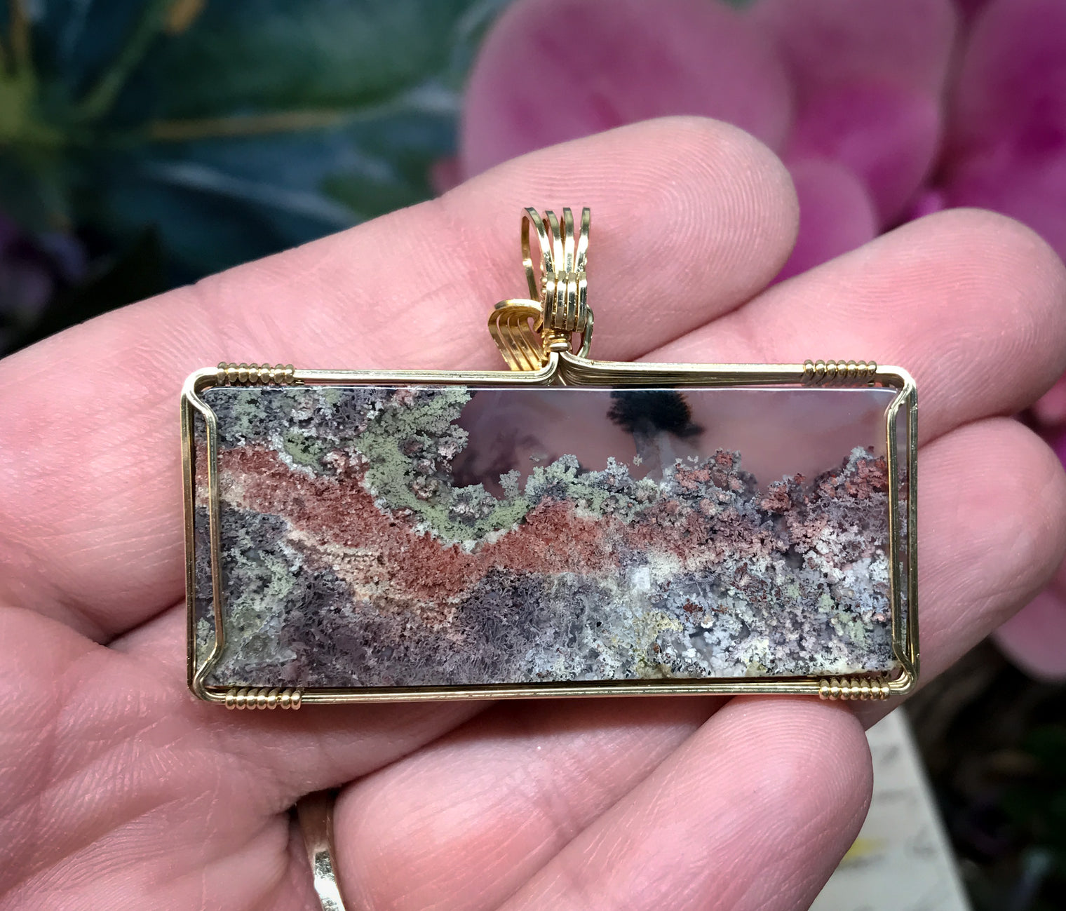 Indonesian Moss Agate Pendant for Self Expression, Communication & Tranquility