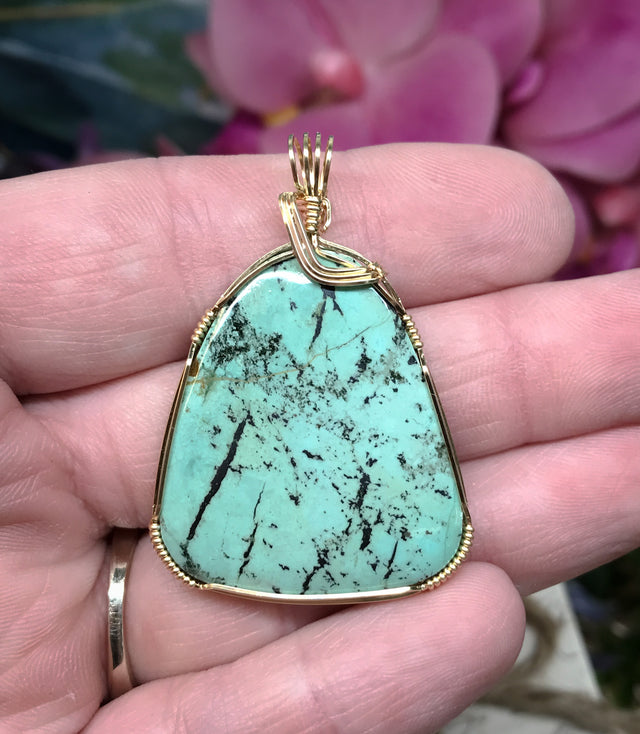 Battle Mountain Turquoise Pendant for Preventing Exhaustion, Panic Attacks & Anti Depressant
