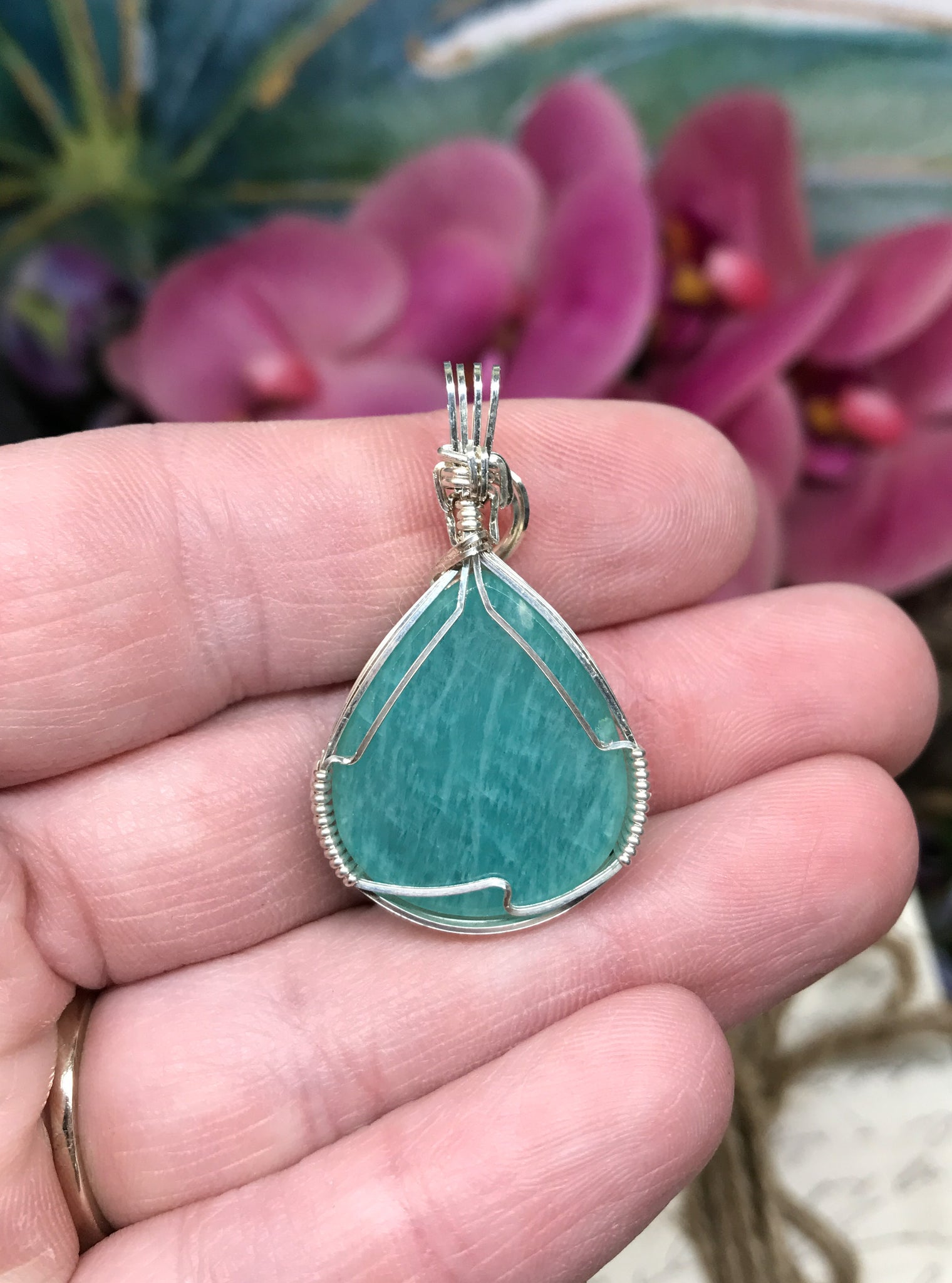 Amazonite Carved Pendant for Communication, Objectivity & Inner Conflicts