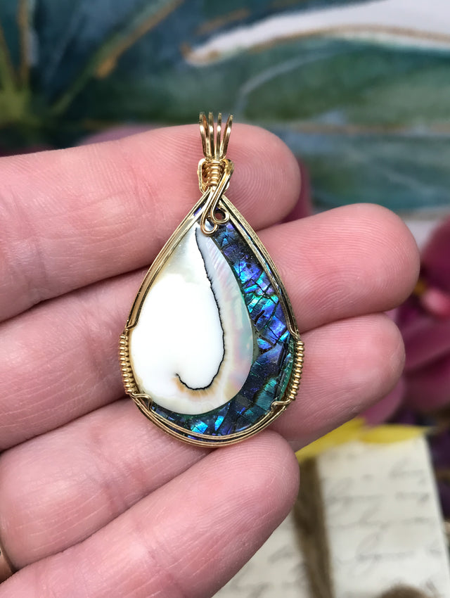 Abalone Shell & Osmena Shell Pendant for Connection to the Ocean, Solace and Harmony