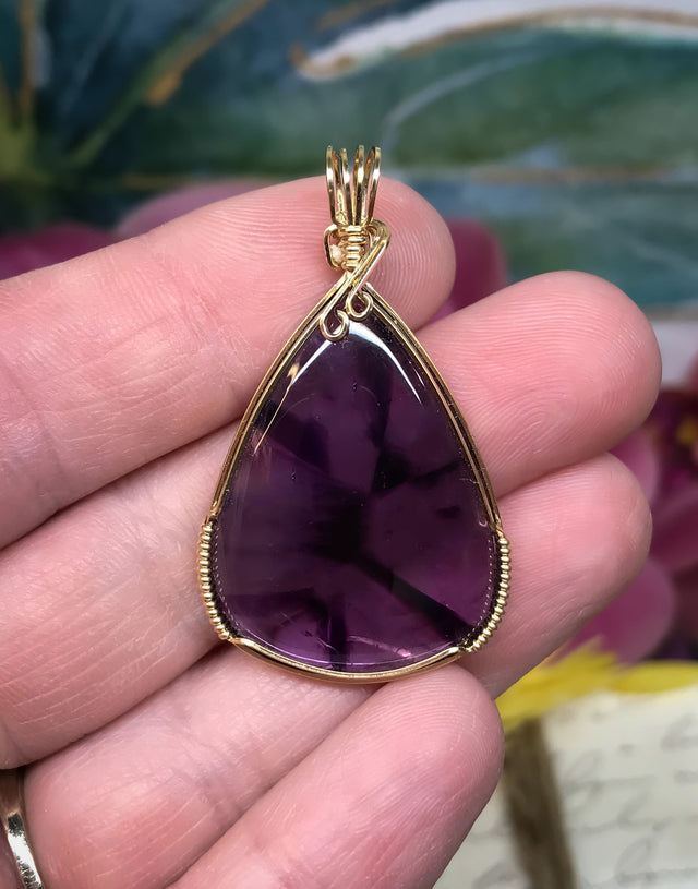 Trapiche Amethyst Pendant for Protection, Selflessness & Relieving Stress