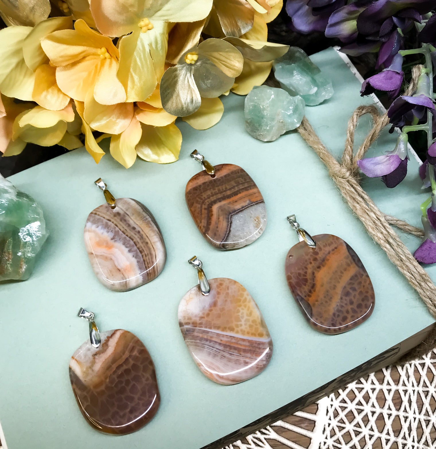 Honeycomb Chalcedony Pendants for Motivation, Courage & Optimism