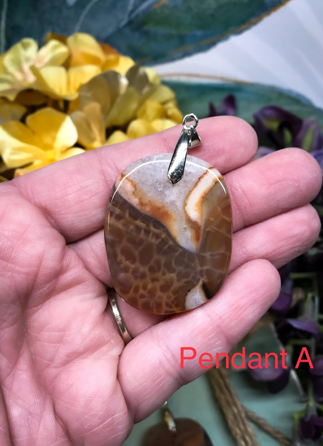 Honeycomb Chalcedony Pendants for Motivation, Courage & Optimism