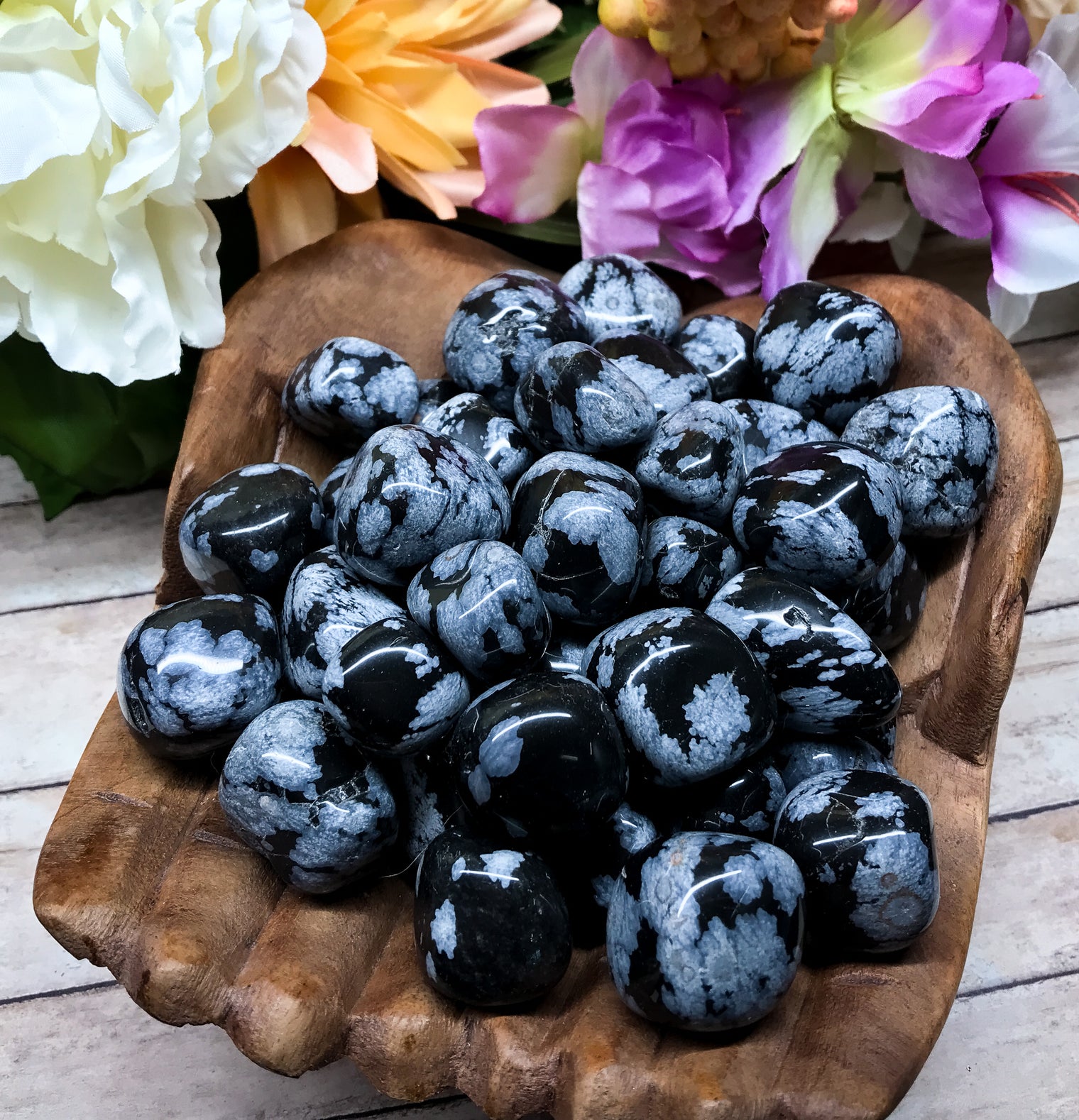 Snowflake Obsidian Tumbled Stone for Blocking Negative Energy & Balancing Your Mind, Body and Aura