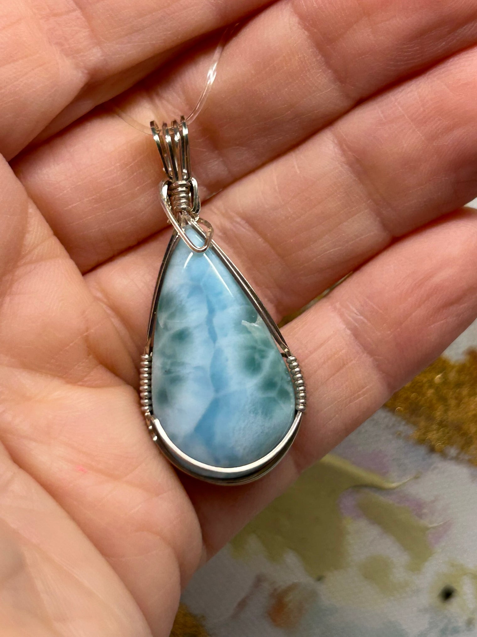 Larimar Pendant for Calming Temper, Self Acceptance & Helps Break Bad Habits