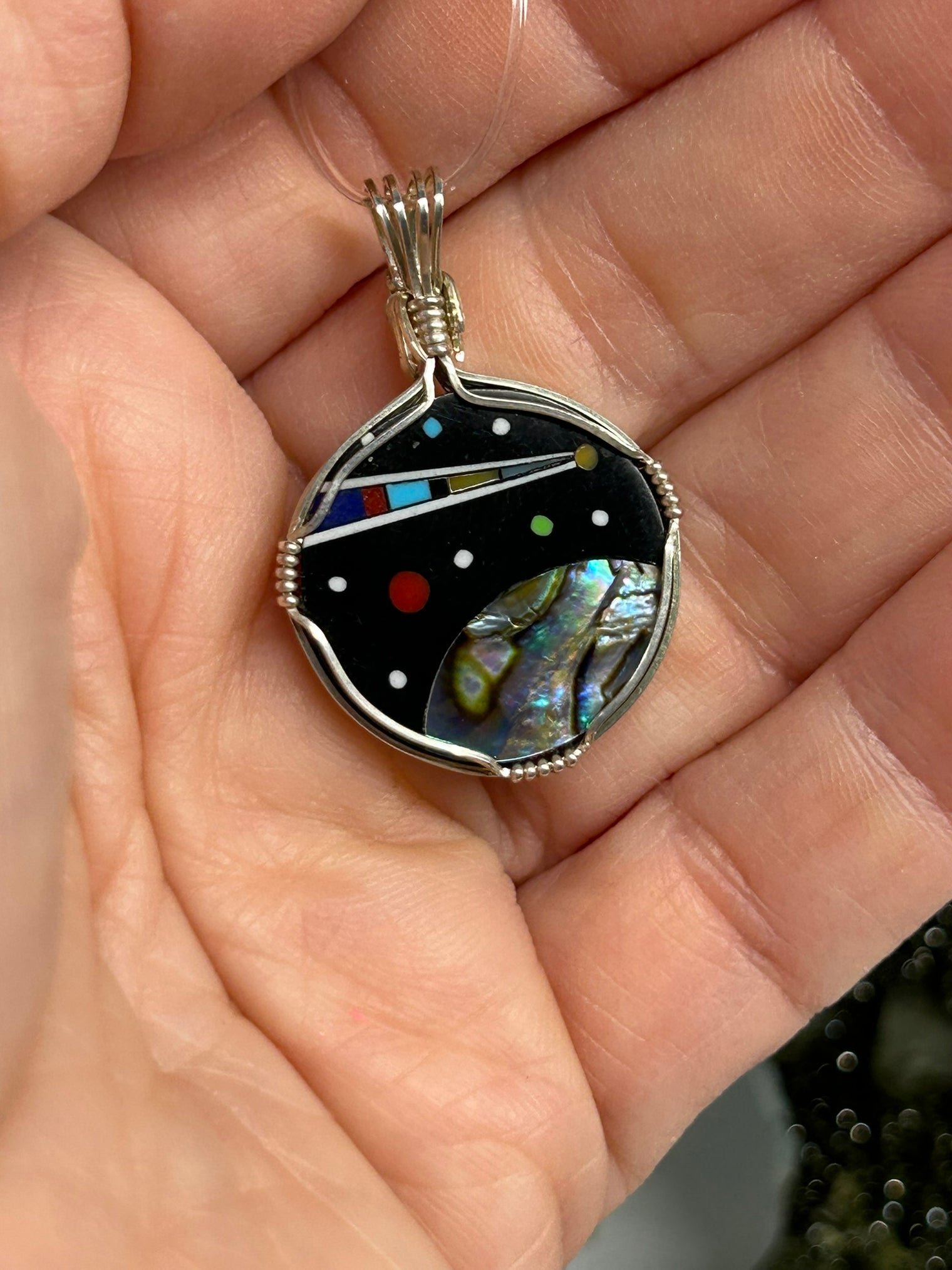 Abalone Shell Cosmos Inlay Pendant for Stimulating Your Imagination, Compassion & Understanding