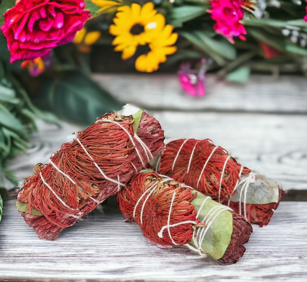 Dragons Blood and Jericho Rose White Sage Smudge Stick for Protection, Passion & Overcoming Adversity