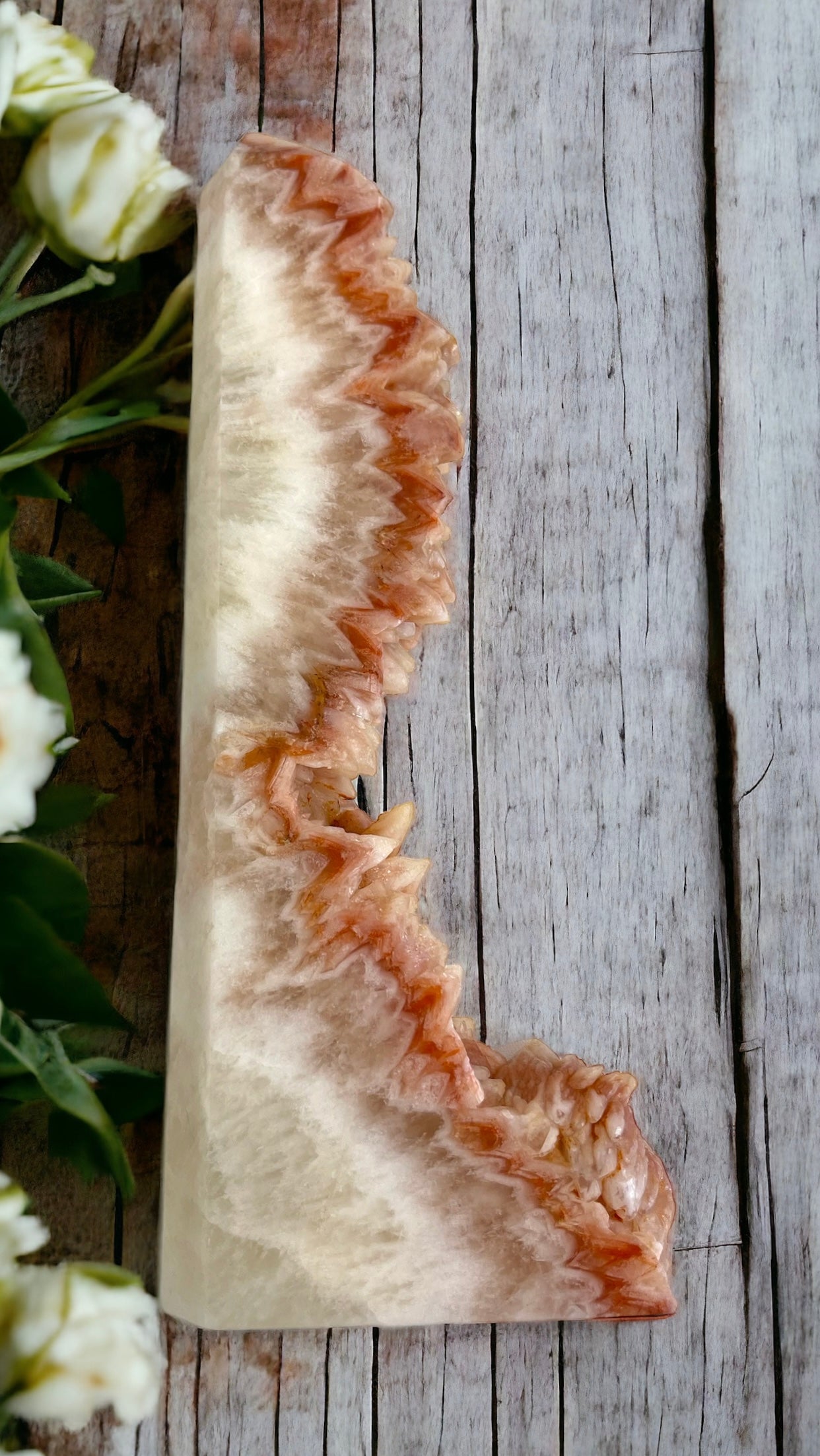 Pink Dogtooth Calcite Tower for Resilience, Positive Outlook & Clears Blockages