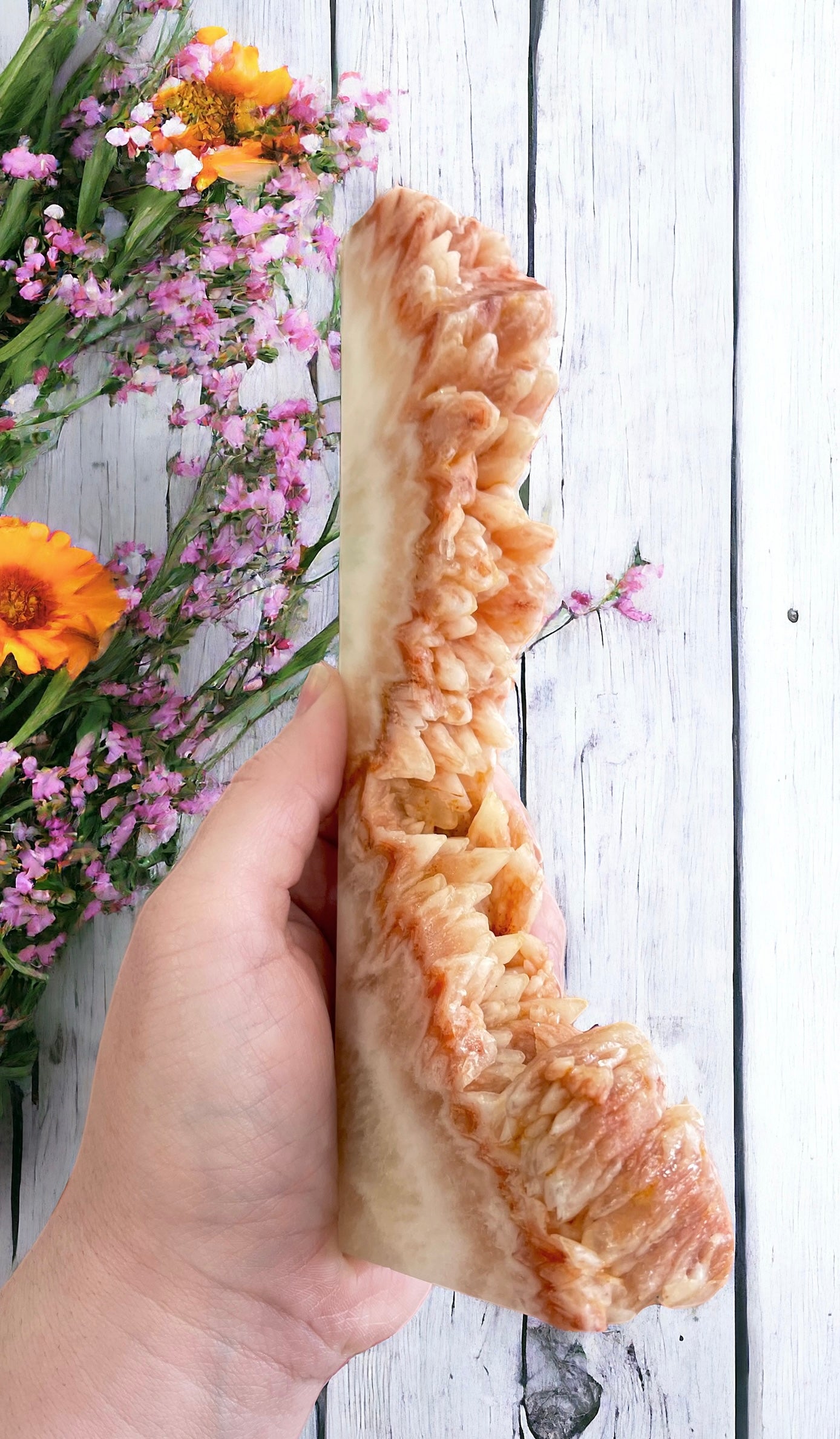 Pink Dogtooth Calcite Tower for Resilience, Positive Outlook & Clears Blockages