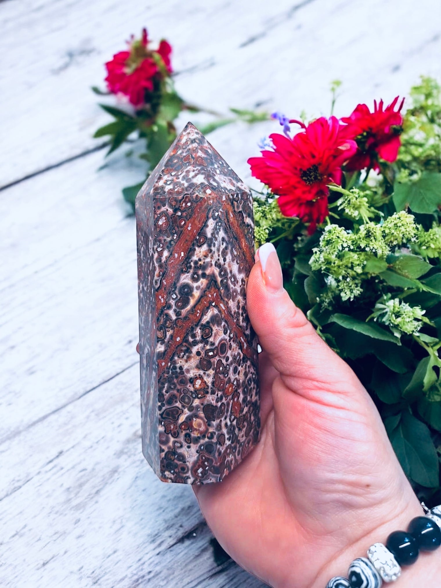 Red Leopardskin Jasper Tower for Grounding, Courage & Stability