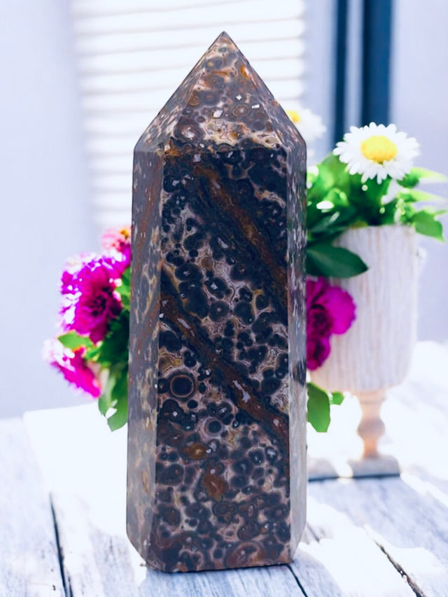 Red Leopardskin Jasper Tower for Grounding, Courage & Stability