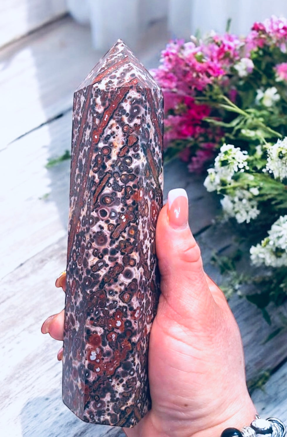 Red Leopardskin Jasper Tower for Grounding, Courage & Stability