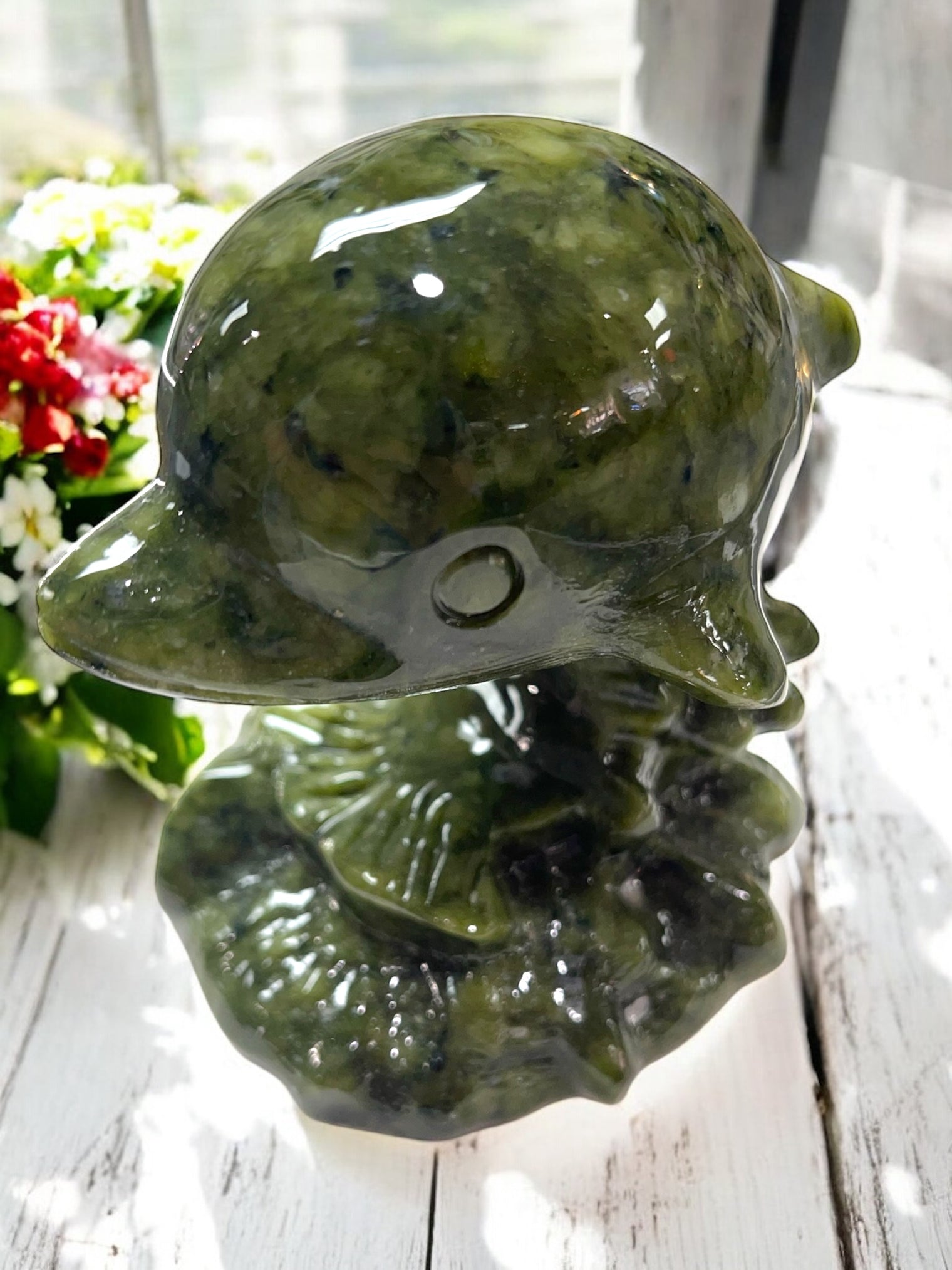 Nephrite Jade Dolphin Carving for Attracting Wealth, Good Luck & Good Health